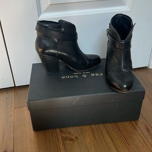 Rag and bone black leather Harrow booties